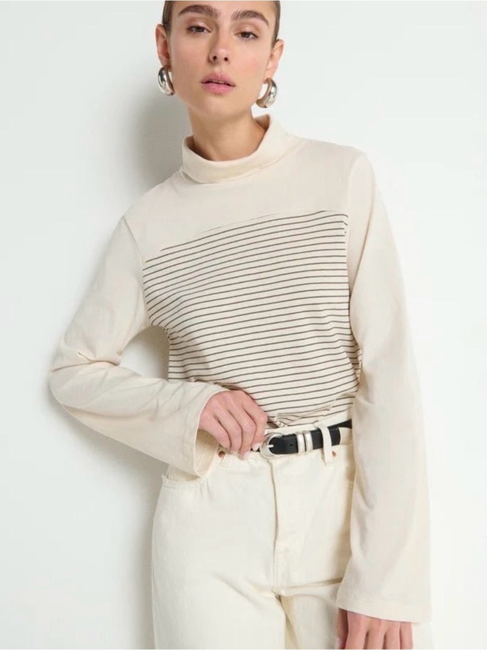 Nation Los Angeles Cream Mock-Neck Long Bell Sleeve - ORGANIC